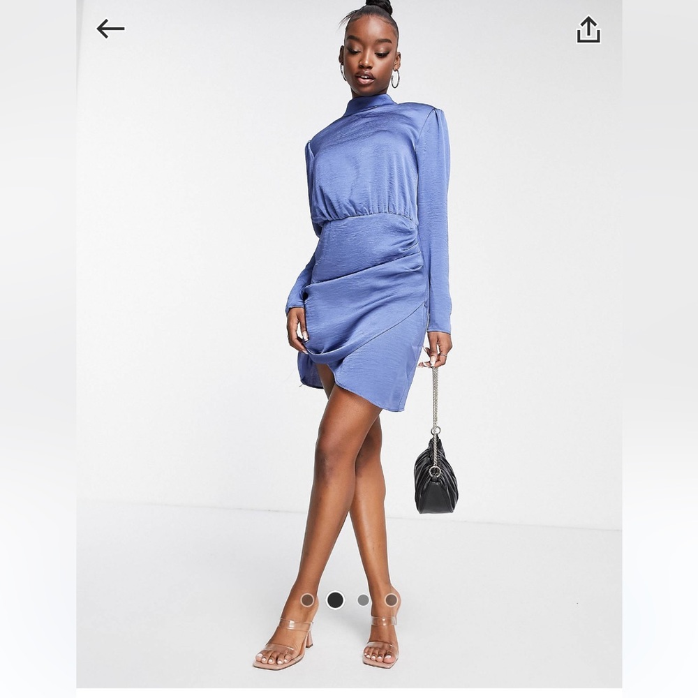 Trendyol long sleeve mini dress in blue